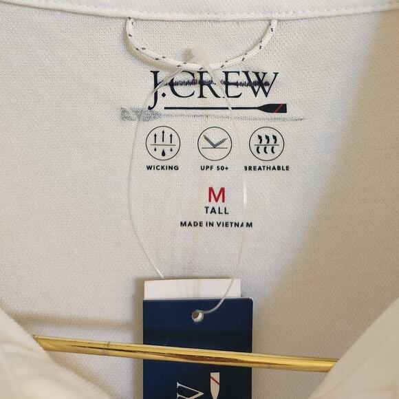 NWT J. Crew Performance Polo Shirt With COOLMAX® Technology White M Tall - Picture 7 of 10